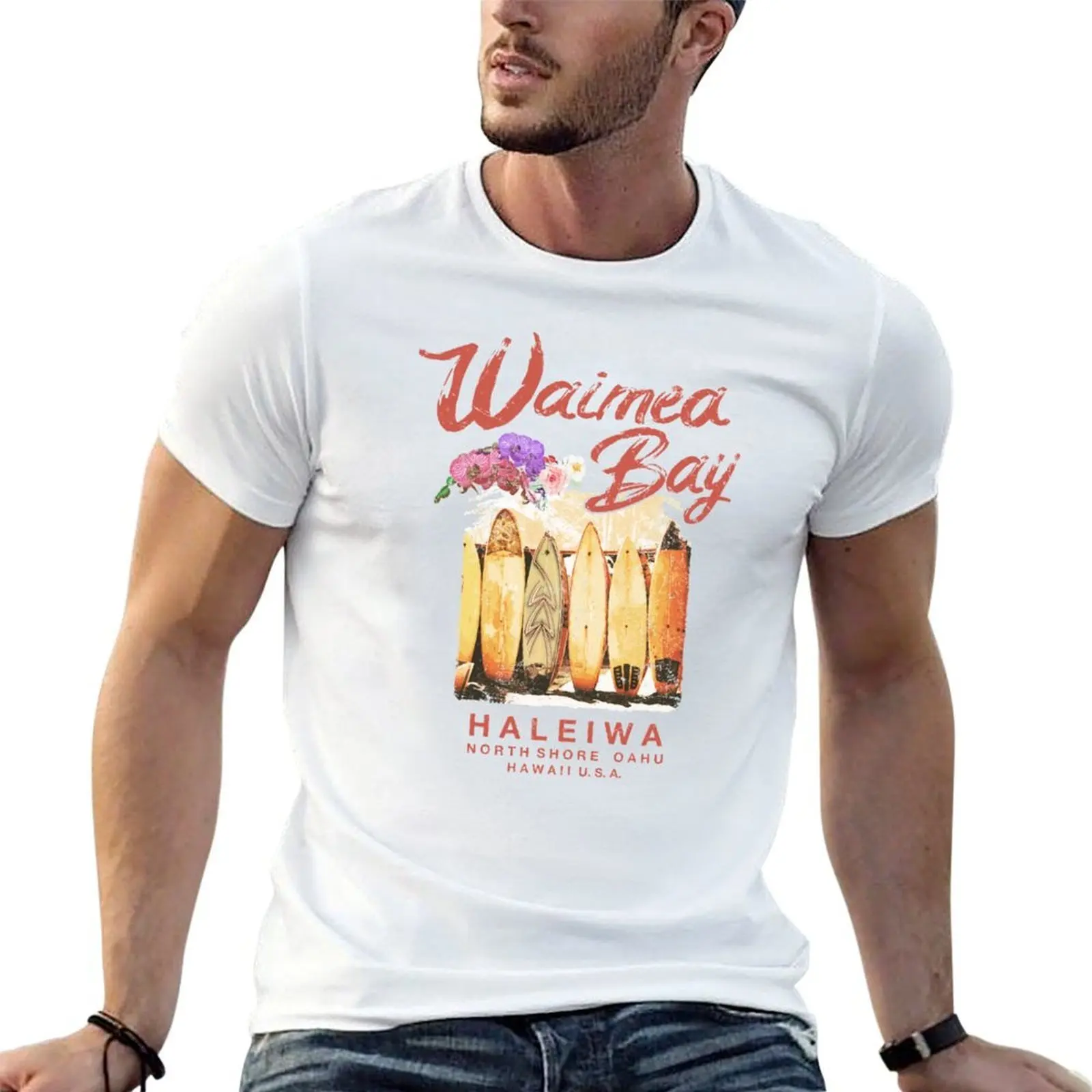 ハワイワイメア湾サーフィンヴィンテージハワイアン Tシャツマン tシャツ tシャツデザイナー Tシャツ