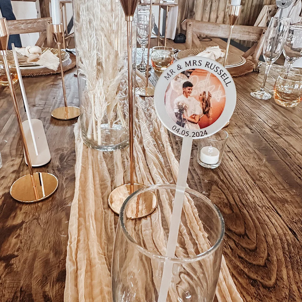 Photo Personalized Drink Stirrers Wedding Cocktail Sticks Drink Agitators Drink Tag Glass Wine Charms Swizzle Decors Guest Favor