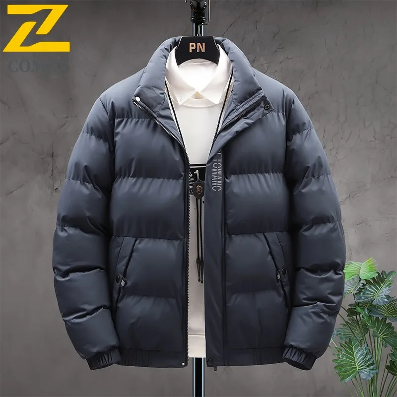 COMXZ New Men Winter Cotton Coat 2025 Classic Short Stand Collar Thickened Padding Coat Korean Style Trendy Handsome Winter Wear
