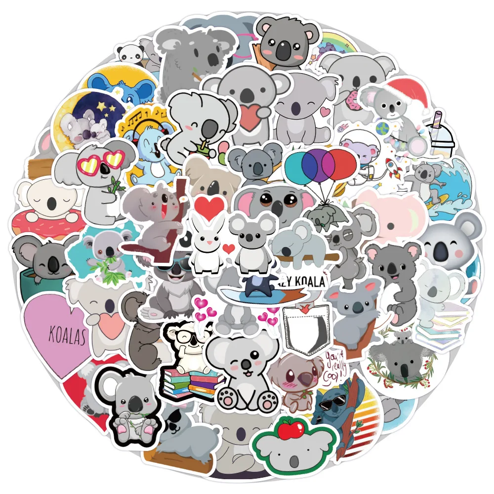 50Pcs/Pack INS Cartoon Cute Kawaii Koala Stickers PVC Waterproof Stickers Decals For Kids Boys Girls Toys Gifts