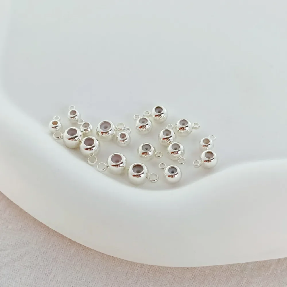 

Silver Copper-plated Silver Ring Silicone Rubber Adjustment Beads Chain Positioning Spacer Loose Beads DIY Jewelry Accessories