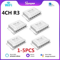 1-5PCS Sonoff 4CH R3/4CH PRO R3 4 Gang WiFi Smart Switch Module RF Remote Lights Switch Support 4 Devices Works With Alexa