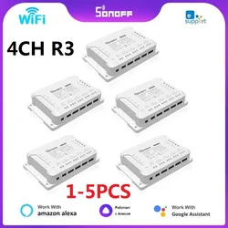 SONOFF 4CH R3/ 4CH PRO R3 4 Gang Wifi Smart Switch DIY RF Switch Module APP Remote Switch Wireless Smart Home Works Alexa Google