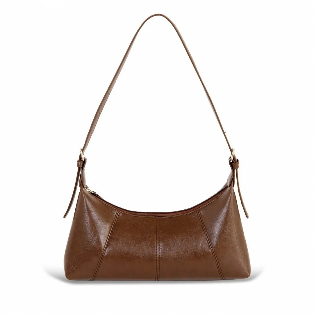 

Стильный коричневый кошелек-бродяга из искусственной кожи для женщин, большая вместительная сумка на плечо под мышками и дизайнерской застежкой-молнией