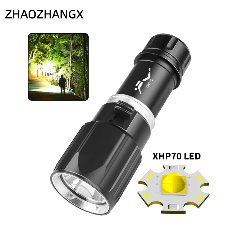 ZHAOZHANGX XHP70 Diving Flashlight High-Lumen Convenient Magnetic Switch Water and Land Dual-Use Professional Diving Torch