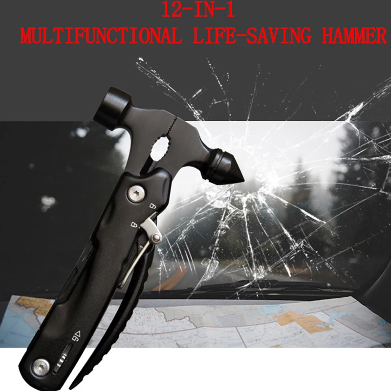 Car safety Hammer Hatchet with Knife Window glass breaker Saw Belt cutter Hand tool Mini hammer Camping tool Outdoor equipment