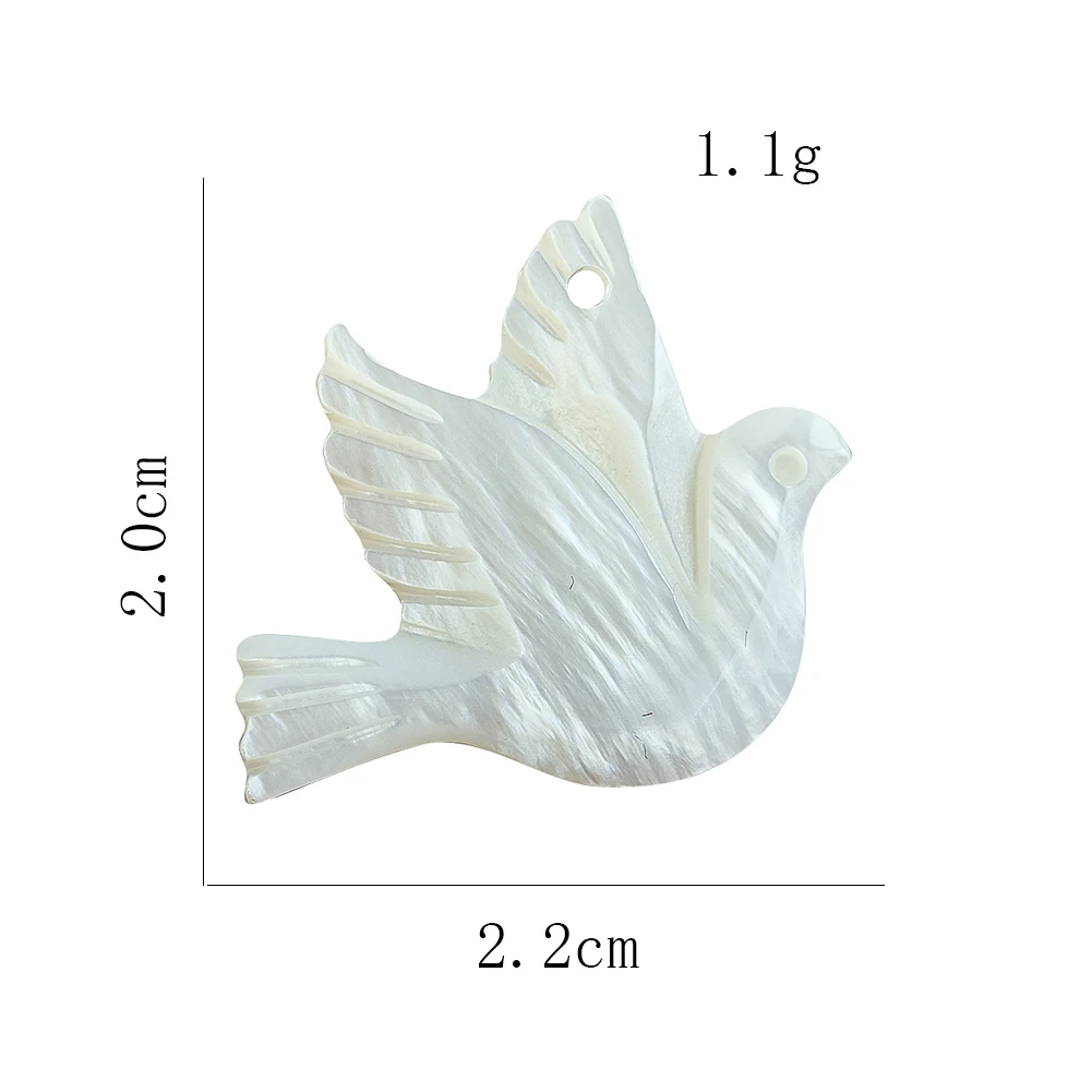 2PCS Natural Shell Peace Dove Pendant White Mother of Pearl Pigeon Charms Beads Jewelry Making DIY Earrings Necklace Accessories