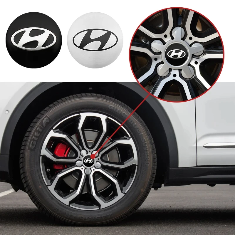 4PCS 56mm Emblemas Adesivos para Centro de Roda de Carro Hyundai GDi N Line i10 Azera Genesis G70 G80 G90