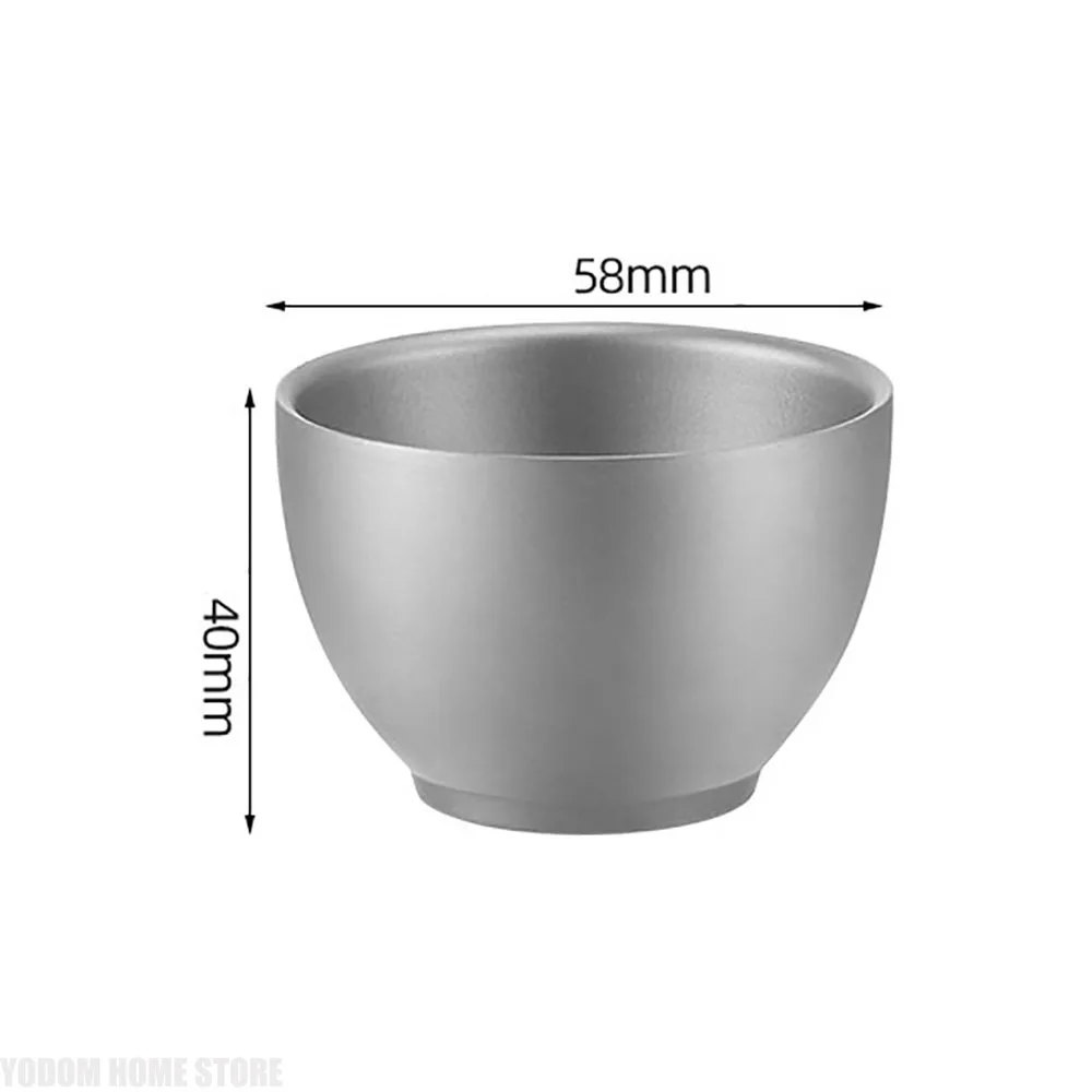 Small 100% Titanium Tea Cup Double Layer Mini Bowl Tableware Rust-free Drop-resistant for Outdoor Camping Home Kitchen Teacups