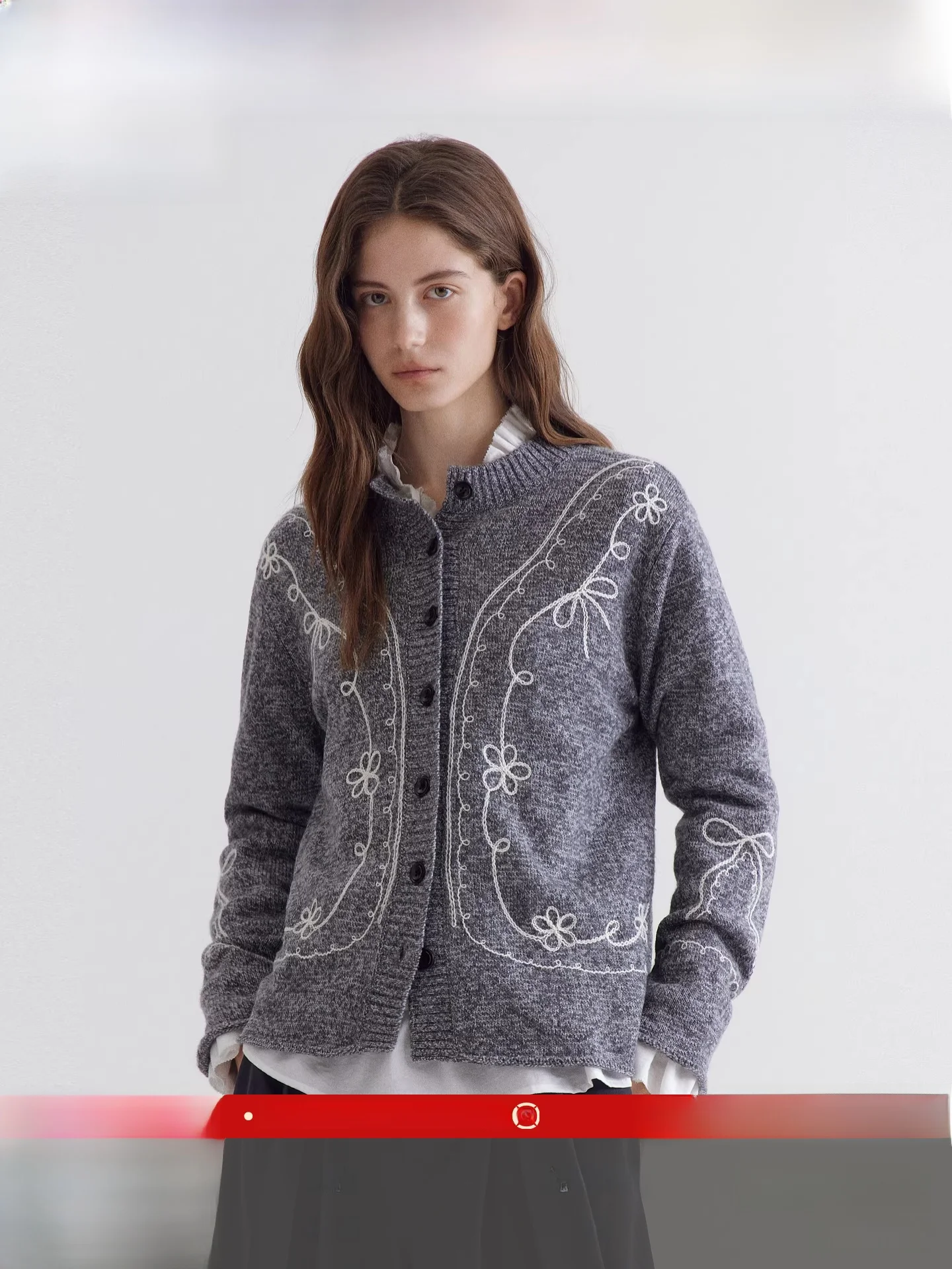 

Fano Women's Knitted Wool Blend Cardigan Spring Season Heavy Embroidery oulder Drop Long Sve round Ne Button Closure