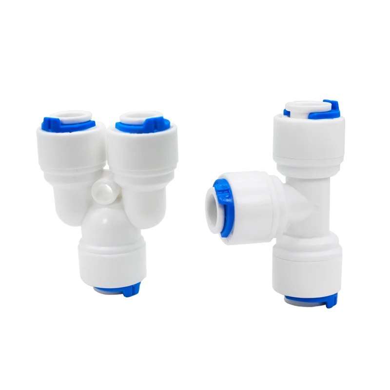 50Pc Reverse Osmosis Quick Coupling 1/4 Hose Connection Tee Y Connector 2 Way Equal Elbow Straight RO Water Plastic Pipe Fitting