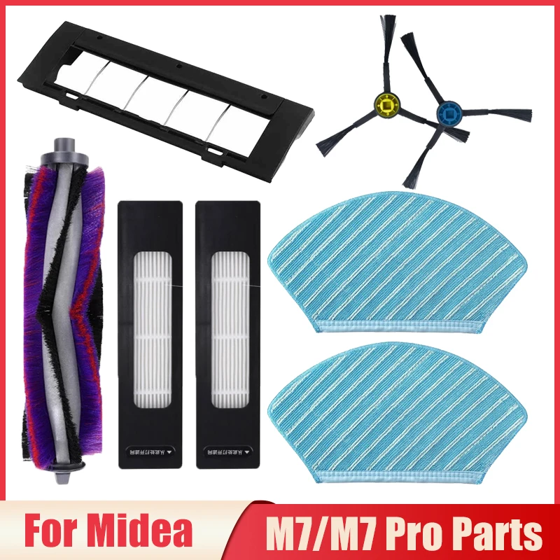 걸레 천 걸레 메인 브러시 커버 Hepa 필터 사이드 브러시 교체, Midea M7 M7 Pro 로봇 진공 청소기 액세서리