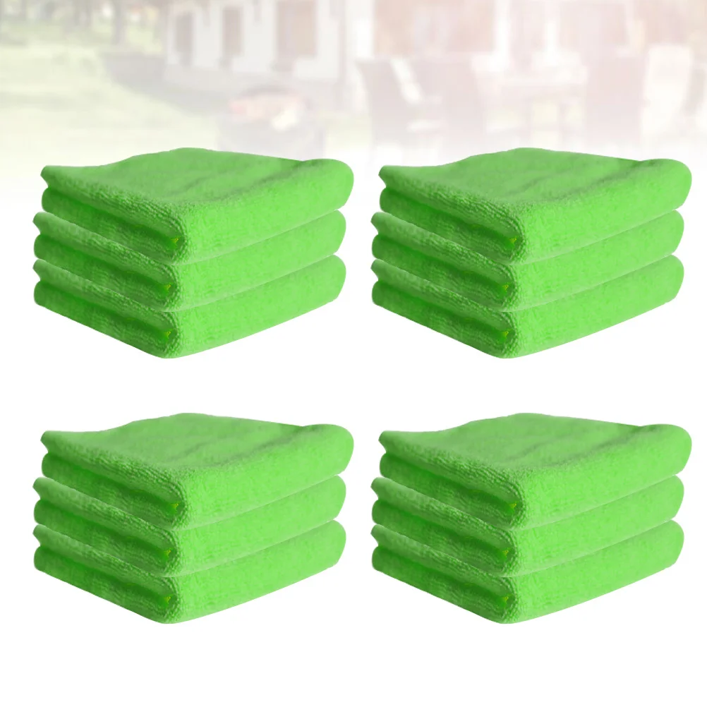 

12pcs Microfiber Dish Towel Strong Decontamination Oil-Resistant Cleaning Wiping Cloth For Kitchen Household Use Green