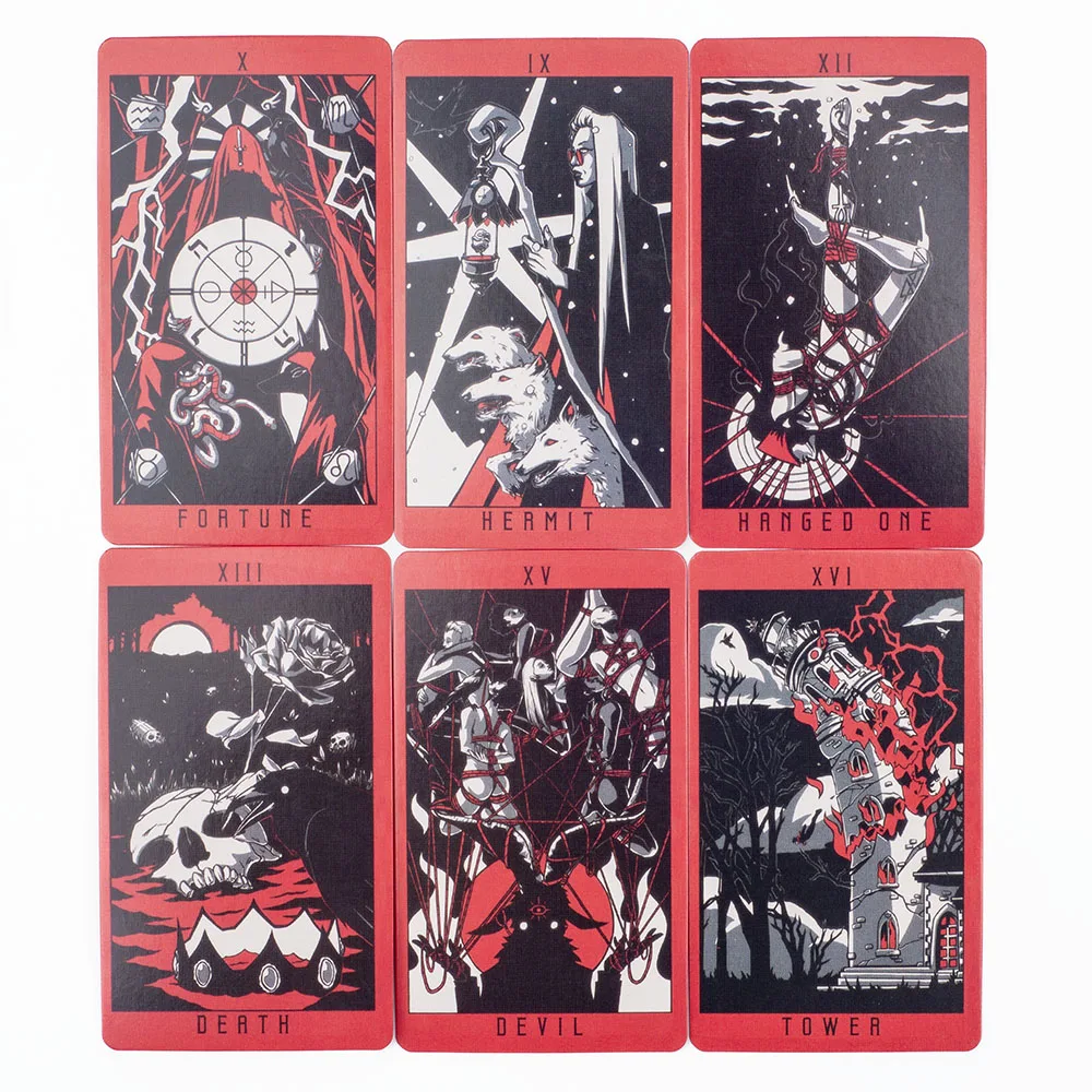 Lost Hollow Tarot 80-Card Board Game with Guidebook Red Gilded Edges Ideal for Family Parties Size 10.3x6cm