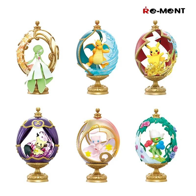 Re-Ment Pokemon Figures OVALTIQUE COLLECTION Pikachu Gardevoir Dragonite Roserade Mimikyu Mew PVC Model Toys Gift