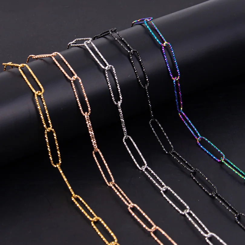 1/5/10pcs New Long Oval Hollow Out Geometry Chain Necklaces For Women Men Accessories 40+5cm Stainless Steel Necklace Jewelry