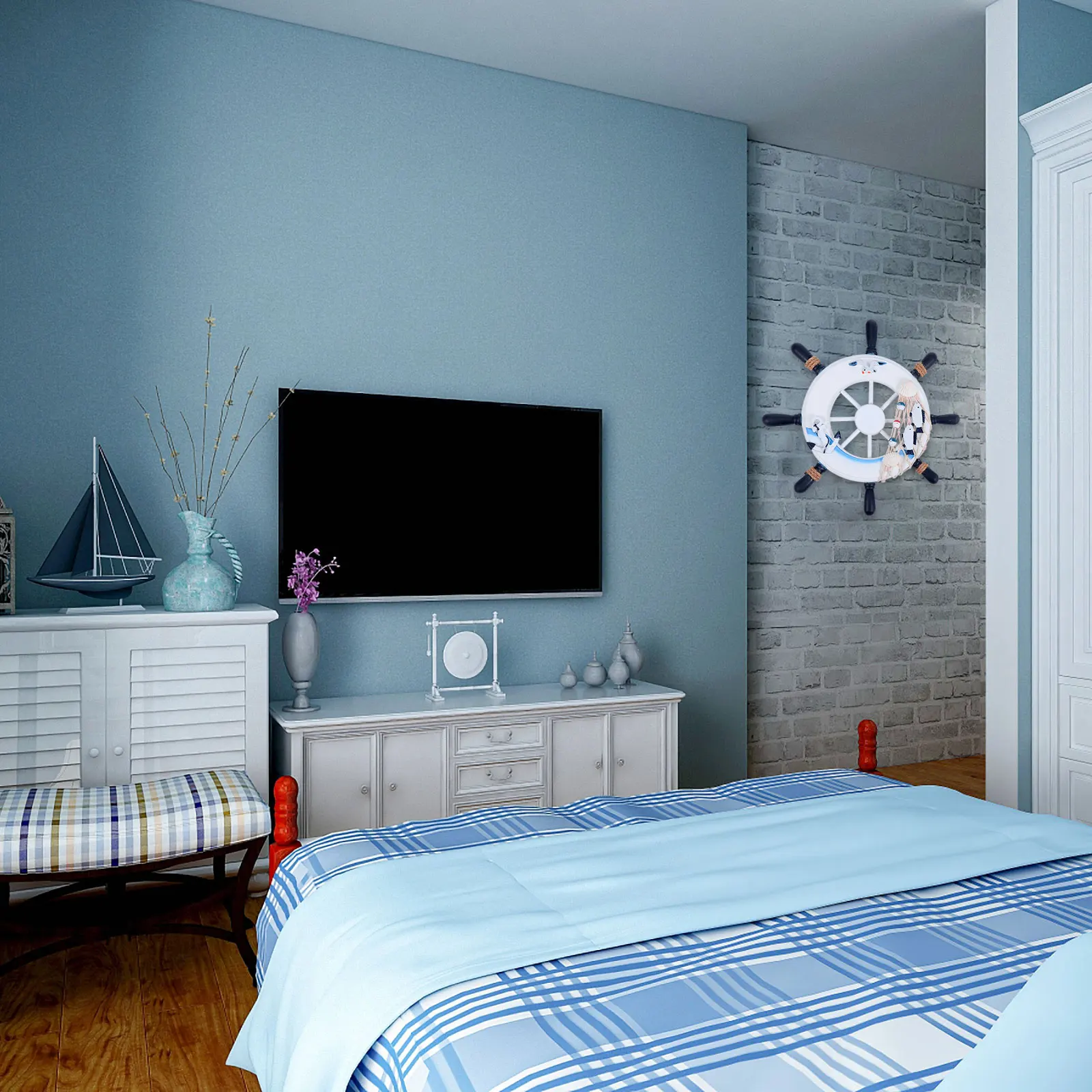 

Premium Nautical Wall Decor Wood Steering Wheel Ornament For Home Cafe Party Decoration Rudder Wheel Mediterranean Style Hanging