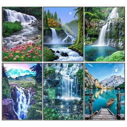 5D pittura diamante cascata pieno rotondo/quadrato diamante mosaico paesaggio diamante ricamo vendita paesaggio naturale