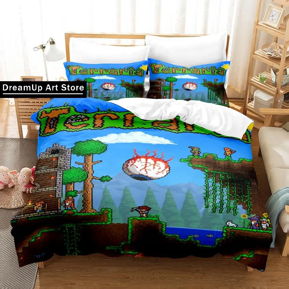 3D Print Fashion Game Terraria Bedding Set Boys Girls Twin Queen Full Size Duvet Cover Pillowcase Bed Adult Bedroom