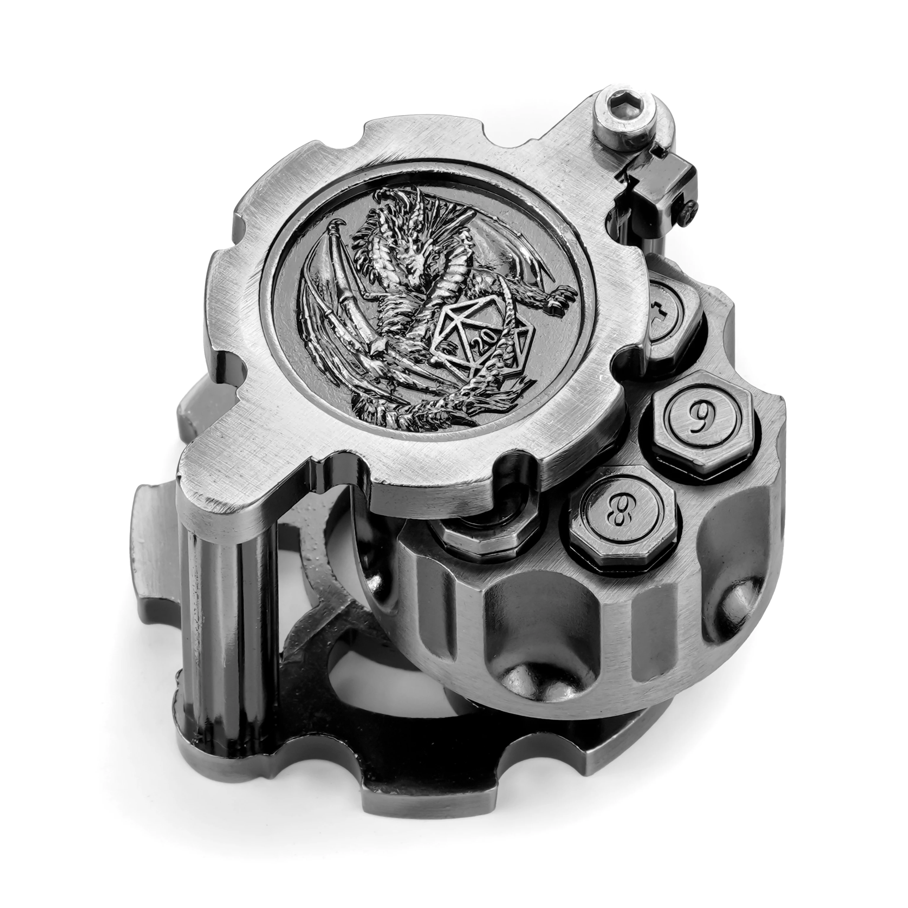 

7Pcs Sliver DND Dice Metal Revolver Dice Shaped TRPG D&D Board Games Dungeons Dragons TRPG Polyhedral Digital Dice Table Game