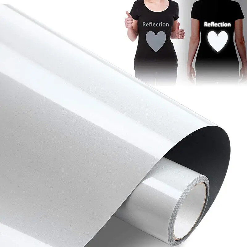 Reflective Gray Heat Transfer Vinyl Iron On Tshirt Hot Press Craft Film HTV Printing Clothes Hat Bag Decoration DIY 50*20cm/30cm