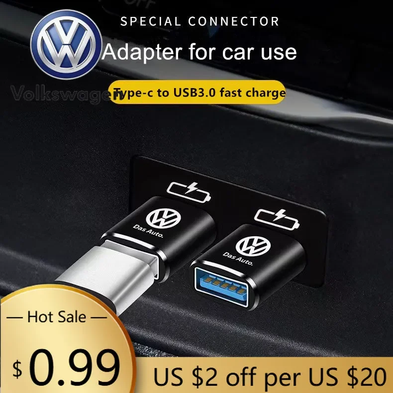 

Мини-конвертер интерфейса Type-C в USB 3.0 для автомобилей Volkswagen: адаптер для зарядки для Volkswagen GOLF 5, Polo, Golf 6, Golf 7.