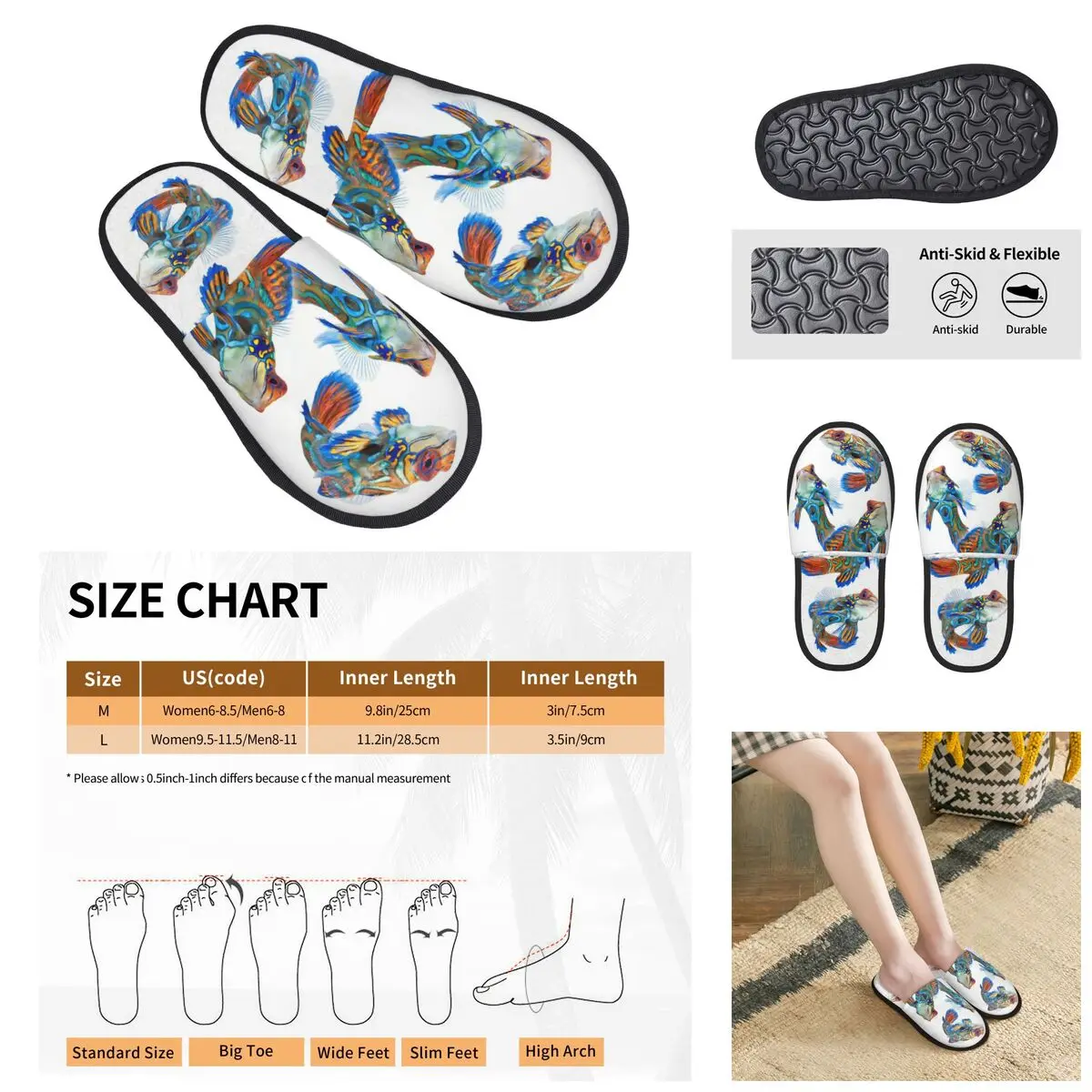 

Various Colorful Tropical Fish Men Women Furry slippers,Warm printing pantoufle homme Home slippers