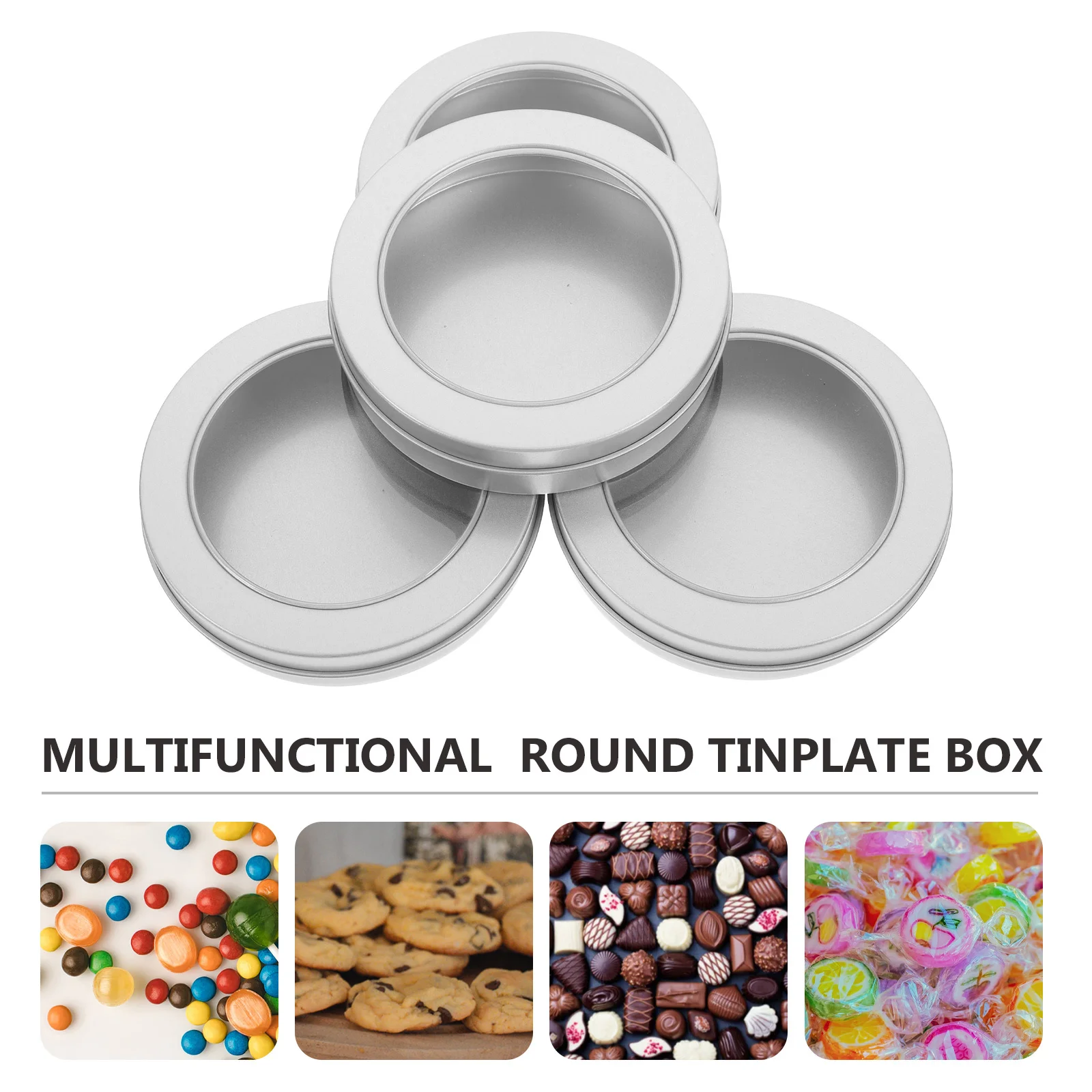 4 шт., круглые жестяные коробки для хранения сахарных блинов, портативный многофункциональный контейнер для конфет, печенья, домашний упаковочный чехол