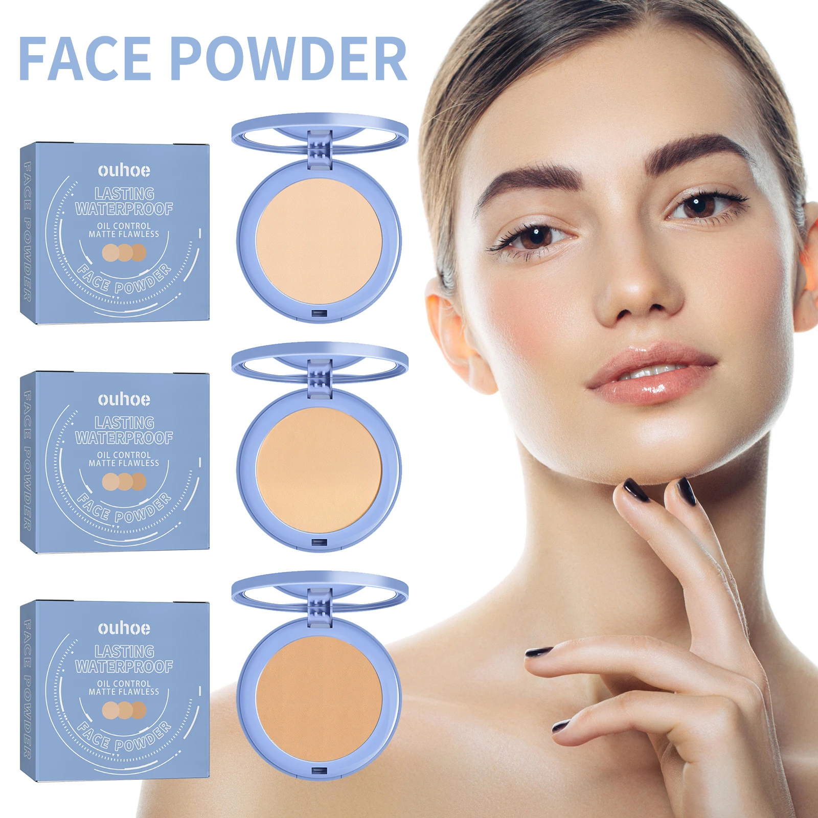 Polvo de ajuste facial, Control de aceite, poros invisibles, resistente al agua, mate, transpirable, aumenta el brillo, polvo de ajuste Natural de larga duración