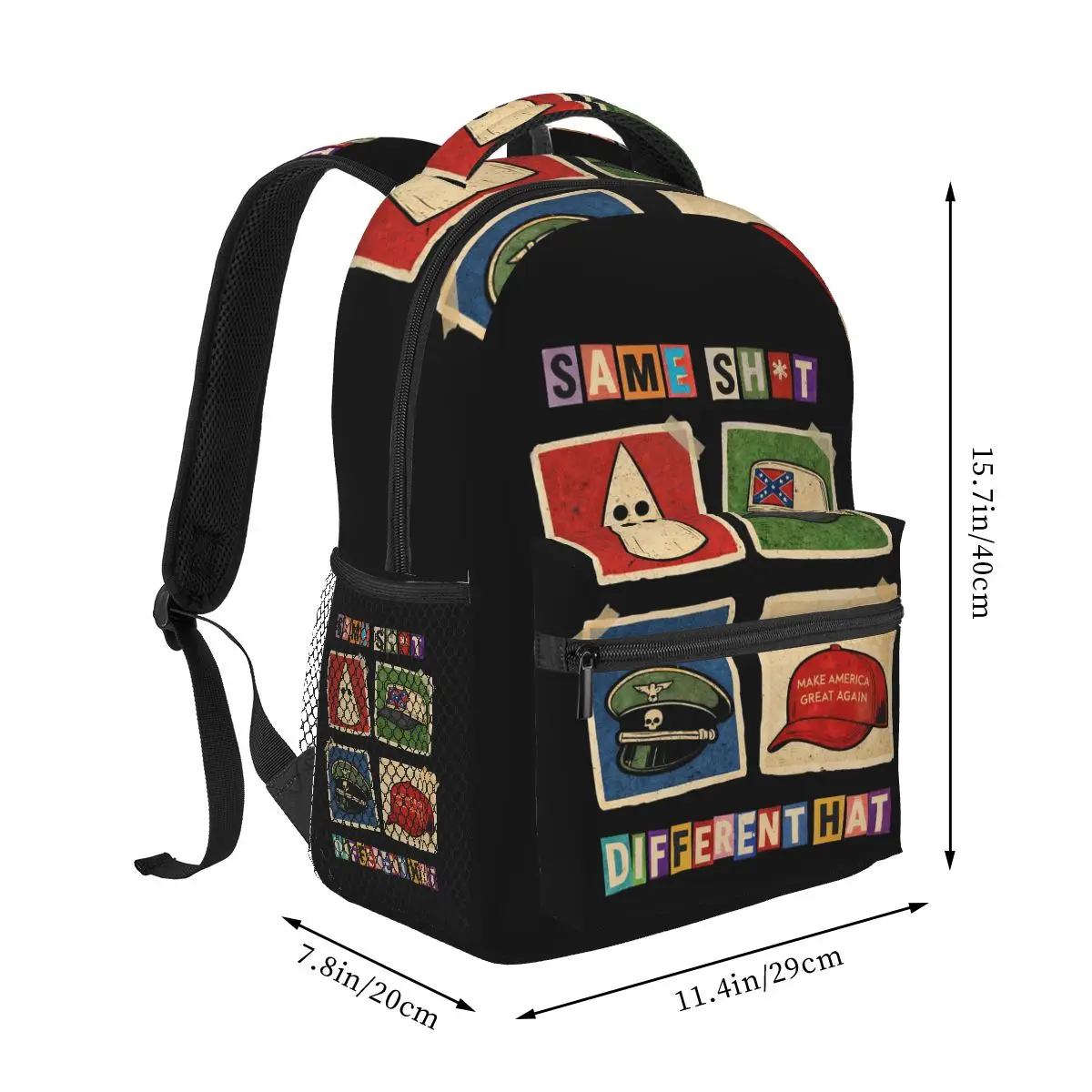 Same Shit Different Hat Funny Quote Student Backpack School Bag Hiking Travel Daypack for Boys Girls Bookbag Shoulder Bags