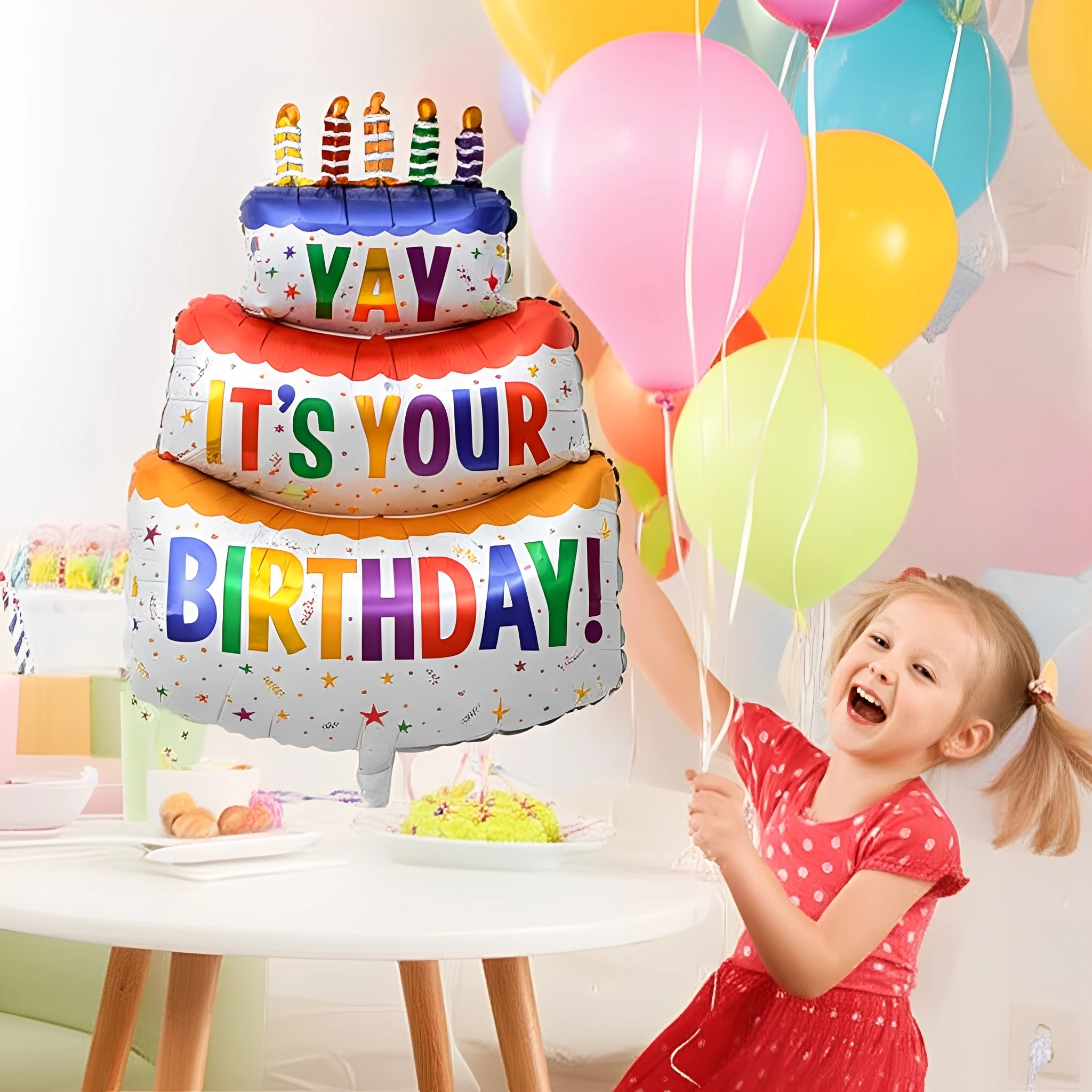 Große Kuchenballons Alles Gute zum Geburtstag Cartoon Bär Folie Heliumballons für Kinder Babyparty Dekoration Requisiten Zubehör Spielzeug Globos