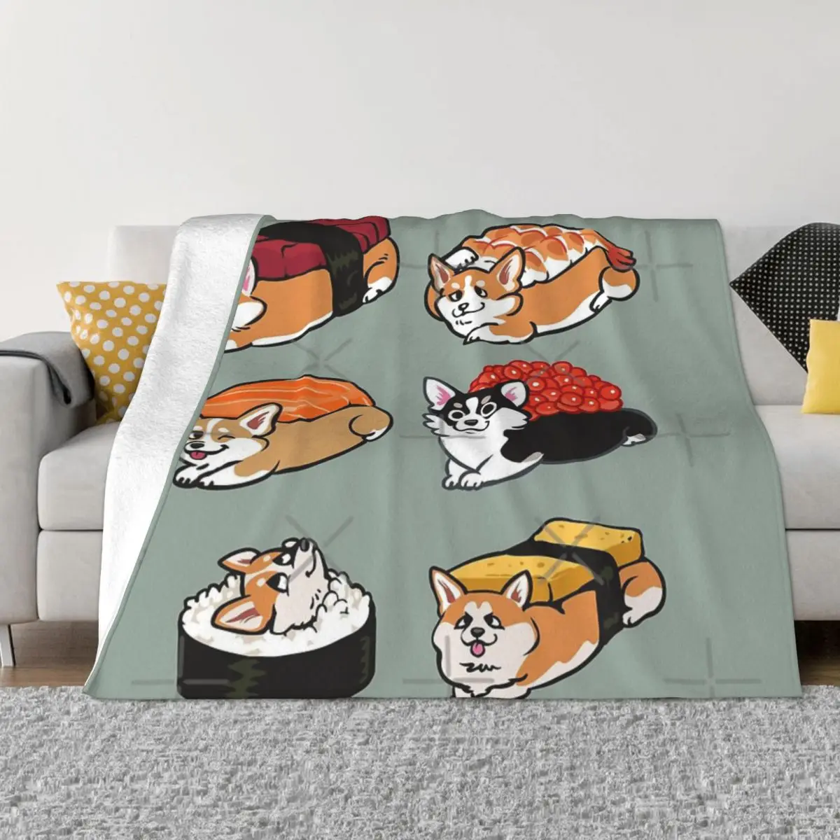 

Sushi Corgi Home Bed Blankets Throw Blanket Blankets And Throws Throw Blanket