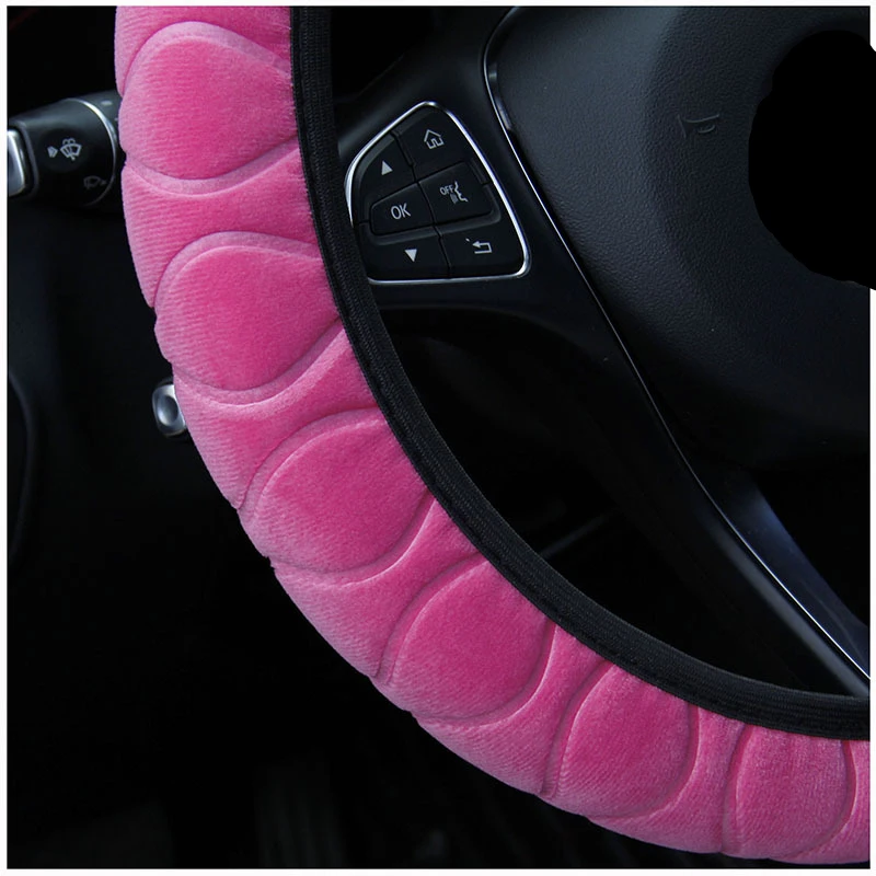 37-39CM Car Steering Wheel Covers Soft Warm Plush Steering Wheel Cover Car Steering Wheel Plush Cover for Women Winter Warm
