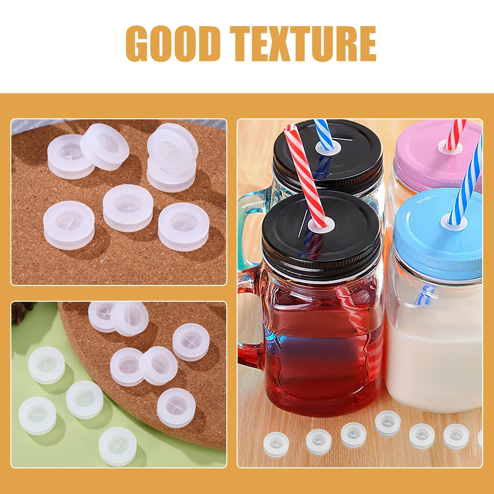 

30 Pcs Silicone Straw Hole Plugs Wooden Cover for Mason Jar Lids Anti Dust Cross Design Keeps Drinks Fresh Ideal Outdoor Travel