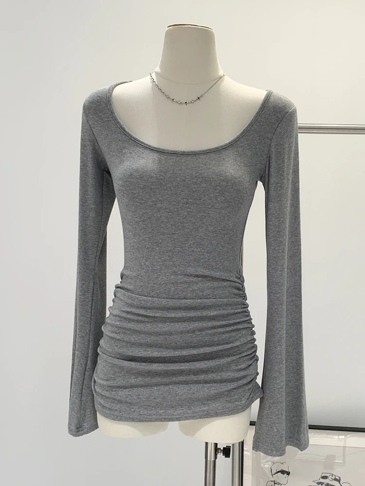 Spring 2026 Women's Mid-Length Long Sleeve Base Shirt Inner Wear Butt Covering Slim Fit T-Shirt Top Korean Style Commute Fashion