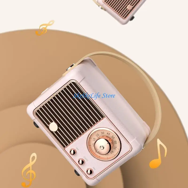 E65E HM11 Portable Music Player Mini Retro Rechargeable Bluetooth-compatible Radio Outdoor Travel Speaker for Cell Phone