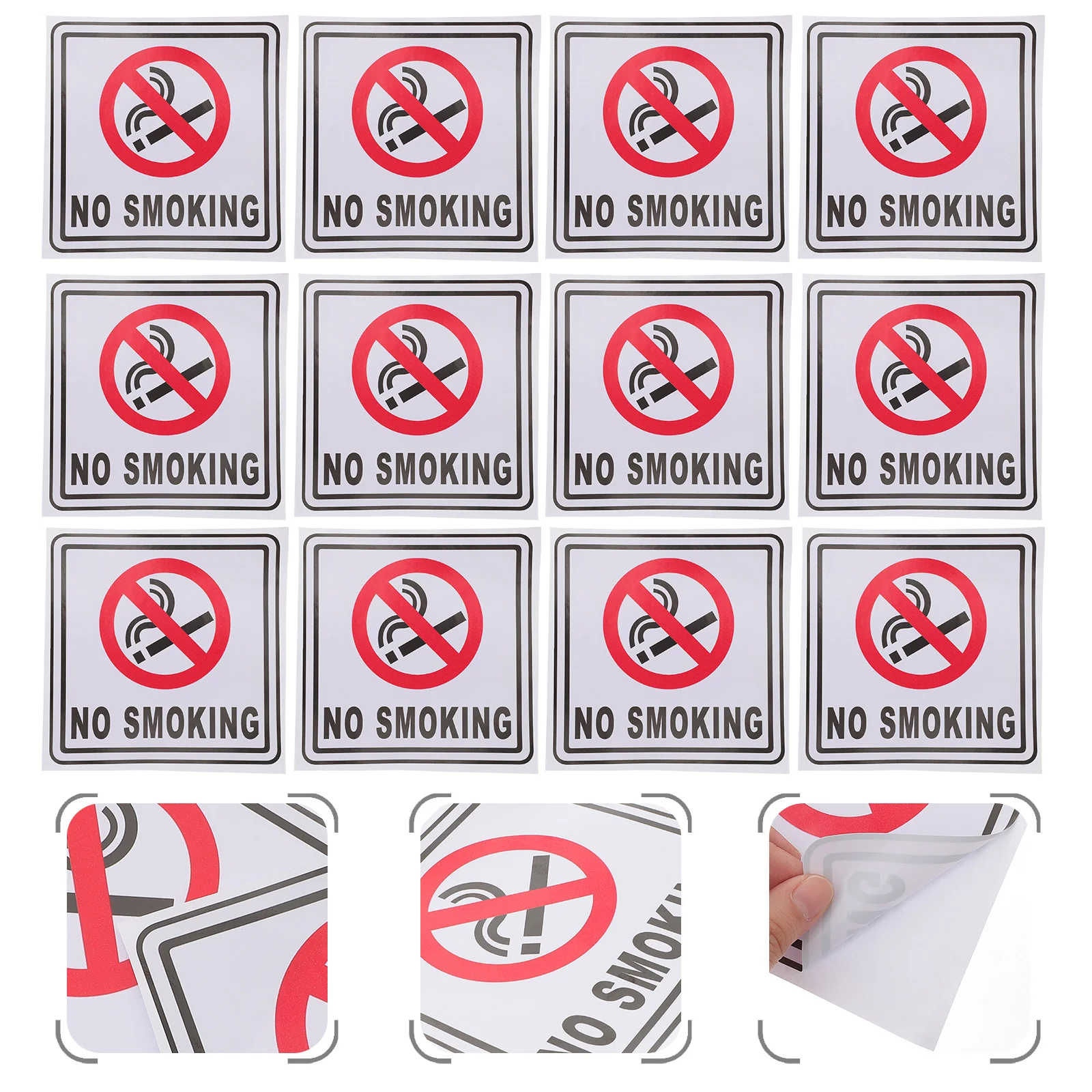 12 Pcs No Smoking Sticker Signs for Business Self-adhesive Car Stickers Home Waterproof The Decals
