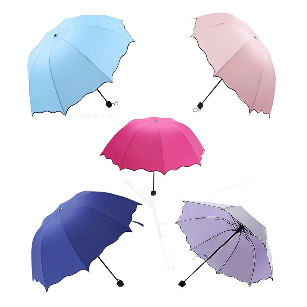 

Pink 90cm Diameter 60cm Height Waterproof Anti UV Triple Folding Sun Rain Umbrella Parasol for Women Travel Outdoor Folding