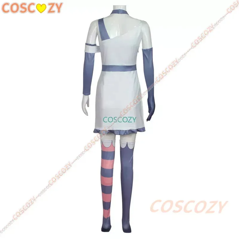 

qq34Anime Hotel Vaggie Cosplay Clothing for Women Halloween Costume Party Dress with Headwear Bow Stockings Set