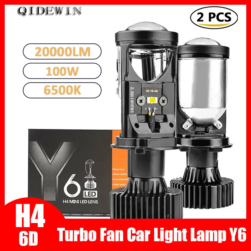 

Y6 LED 100W Car Headlight H4 6500k Super Bright Lens Laser Hi/Low Beam Turbo Fog Light Bulb Projector Canbus Vehicles Lamp 2Pcs