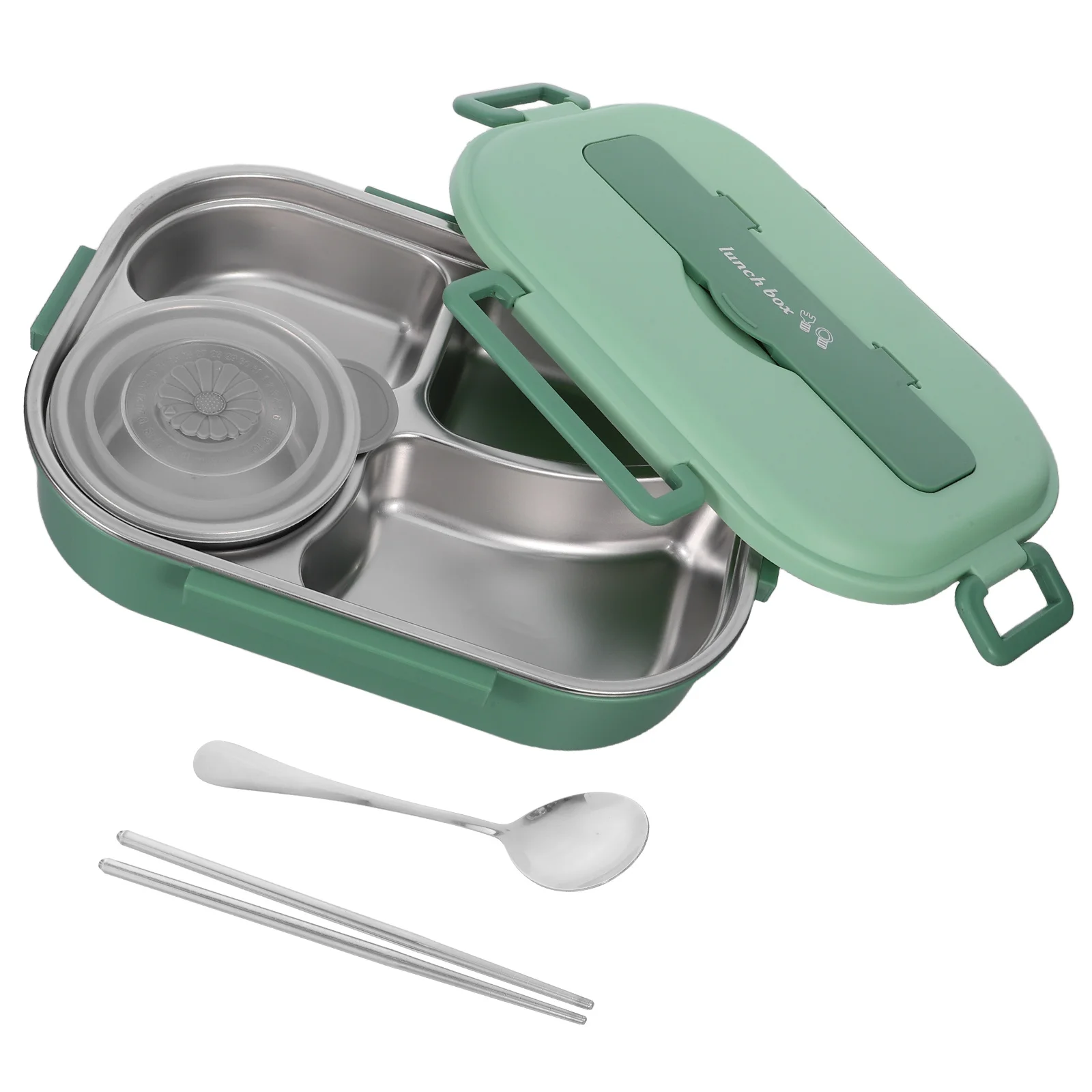 

1Set Stainless Steel Lunch Box 1500ml Leakproof Divided Bento Container Food Storage Box Portable Metal Lunch Container