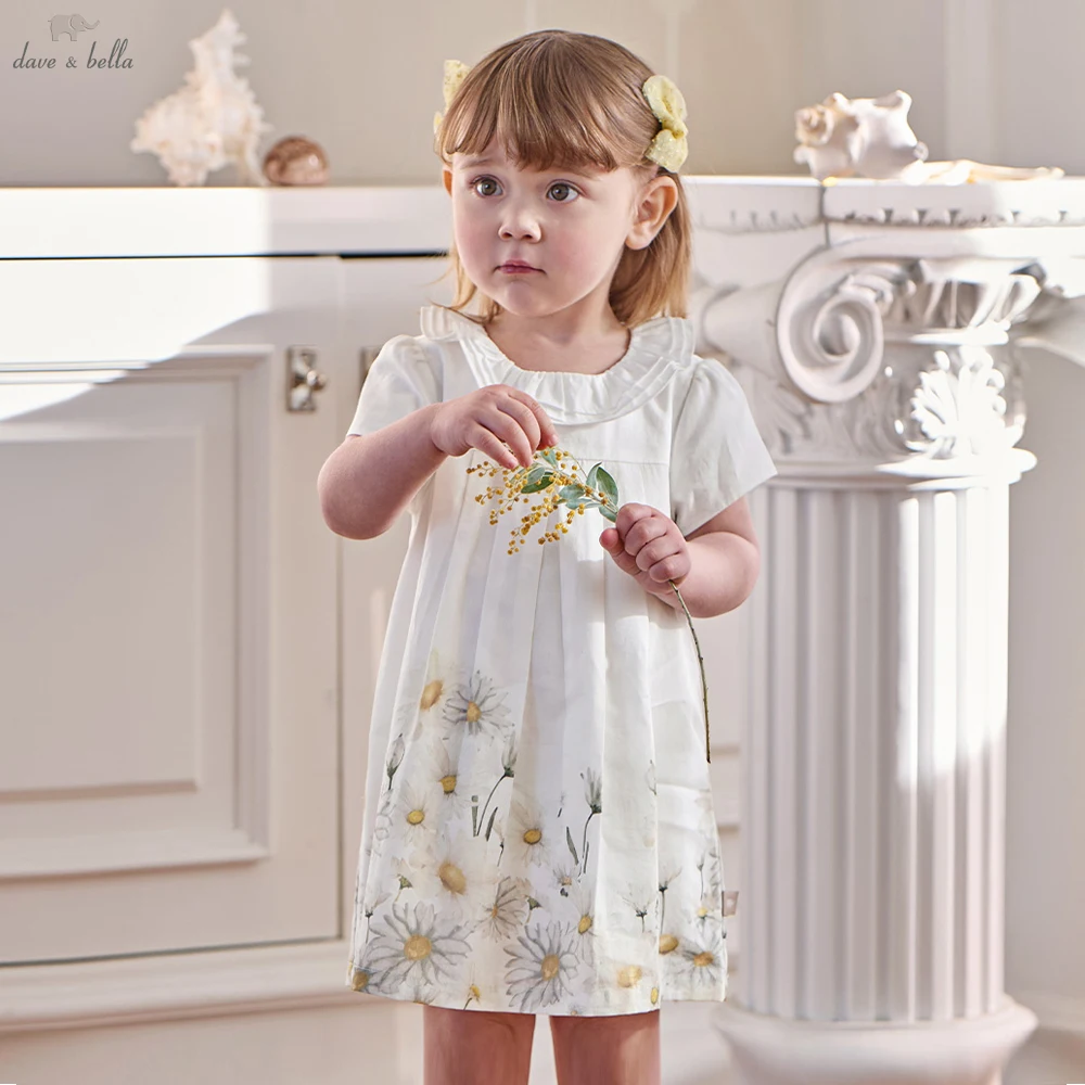

Dave Bella Girls Printed Summer Dress Sweet Cute Children Short Sleeve Princess Dress Fashion Cotton Party Outdoor DB2262016