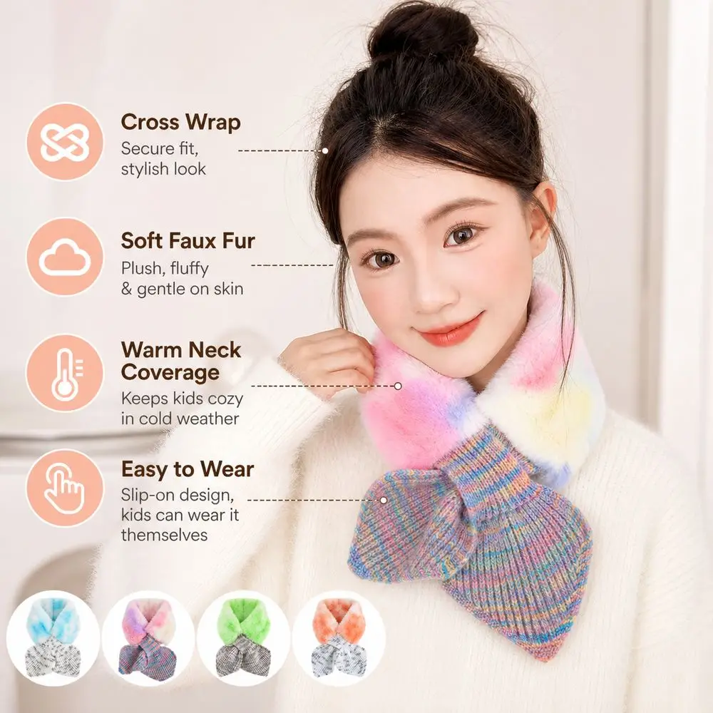 New Faux Fur Faux Fur Scarf Knitted Fabric Cross Tie Cross Tie Scarf Slip-On Closure Soft Texture Neck Warmer Daily Outfits