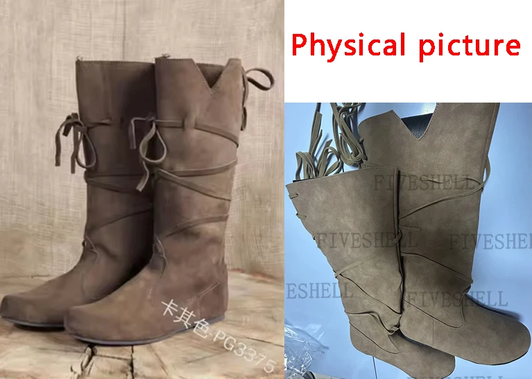 Mittelalterlichen Viking Kostüm Retro Männer Ritter Stiefel Larp Schuhe PU Leder Nordic Krieger Cosplay Phantasie Karneval Party Anime Schuhe