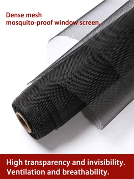 Zwart muggengaas met hoge dichtheid - Aanpasbaar, zelfklevend, ademend, wasbaar, duurzaam en eenvoudig te installeren