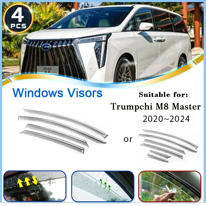 

Car Window Visor For GAC Trumpchi M8 Master 2020 2021 2022 2023 2024 Auto Accessories Rainproof Window Wind Rain Visor Deflector