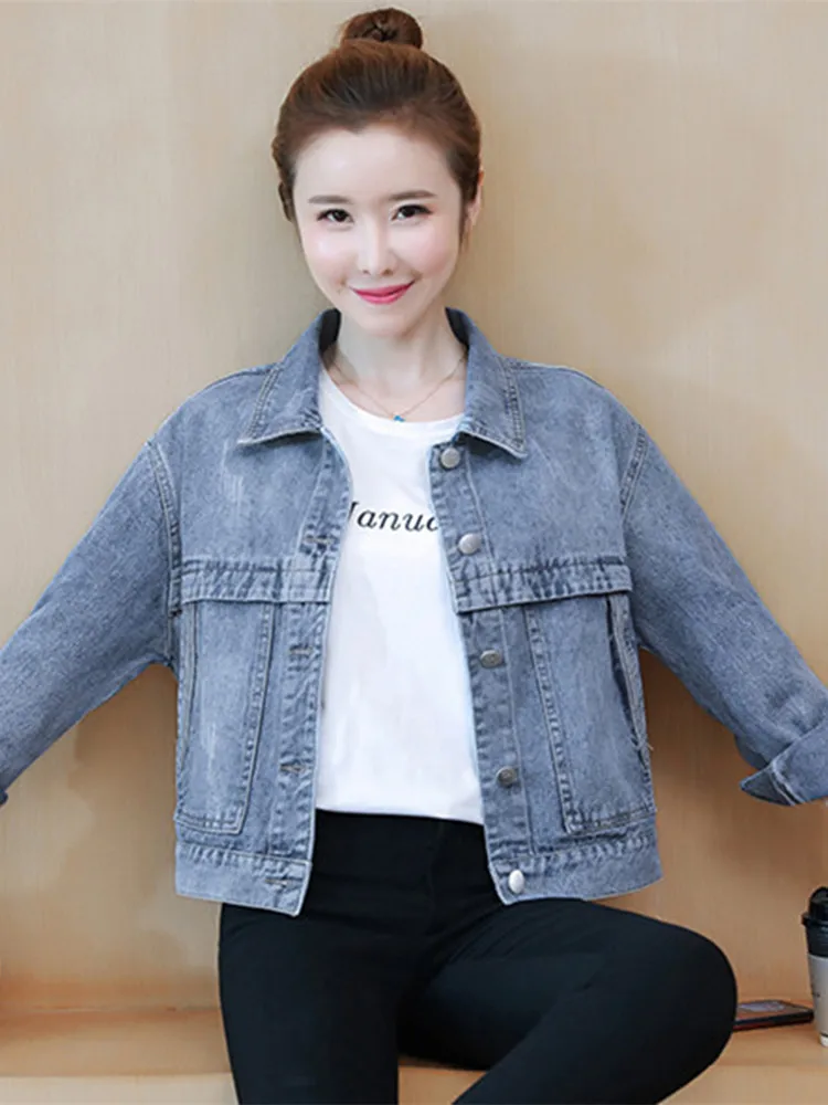 Sli ort Denim Jaet dames lente herfst faionable mooie grote gloednieuwe collectie katoenen kraag knoopdetail
