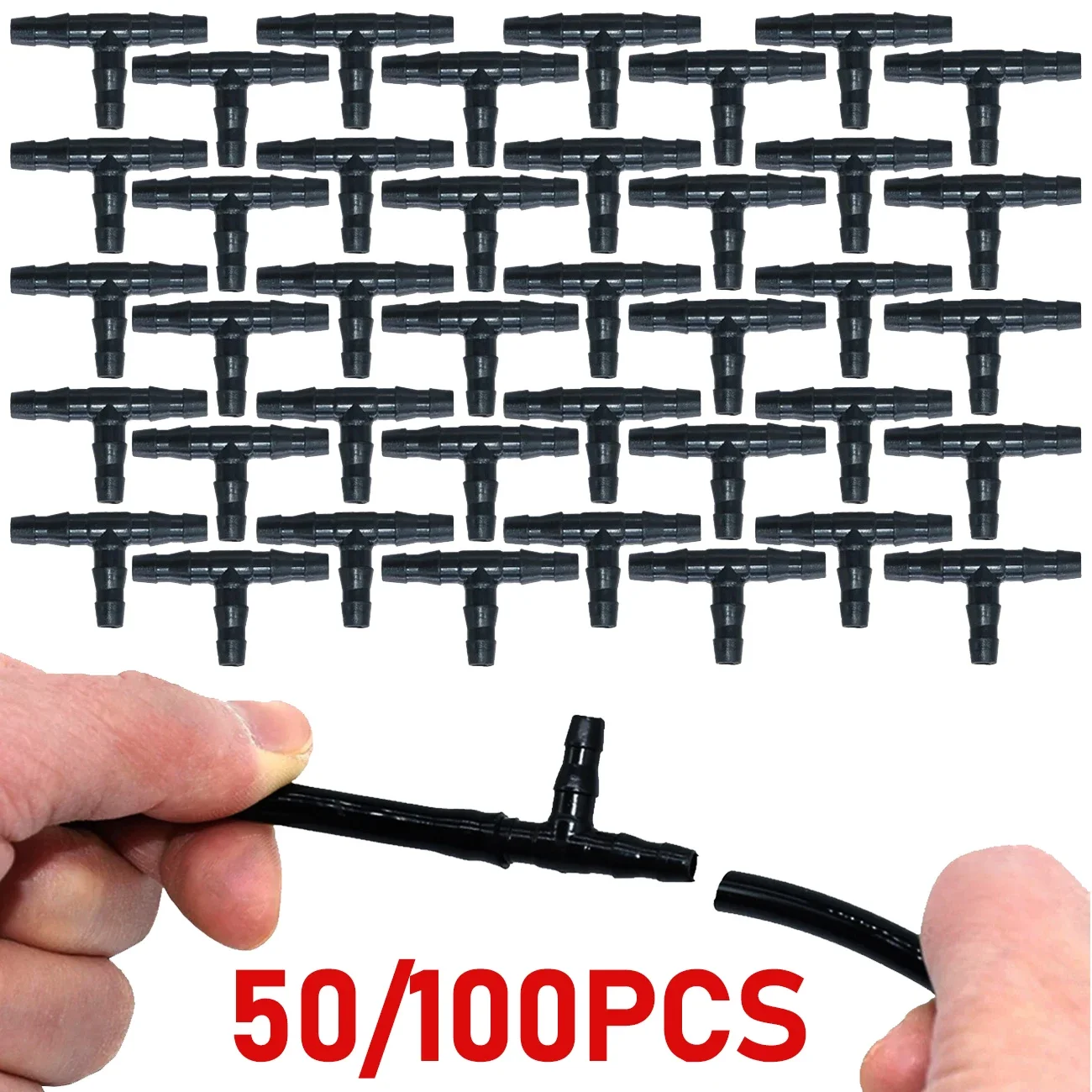 50/100PCS Micro Connector Joint Tee Drip Irrigation Dripper Watering Garden Tools for 3/5mm Pipe Hose Greenhouse Watering System