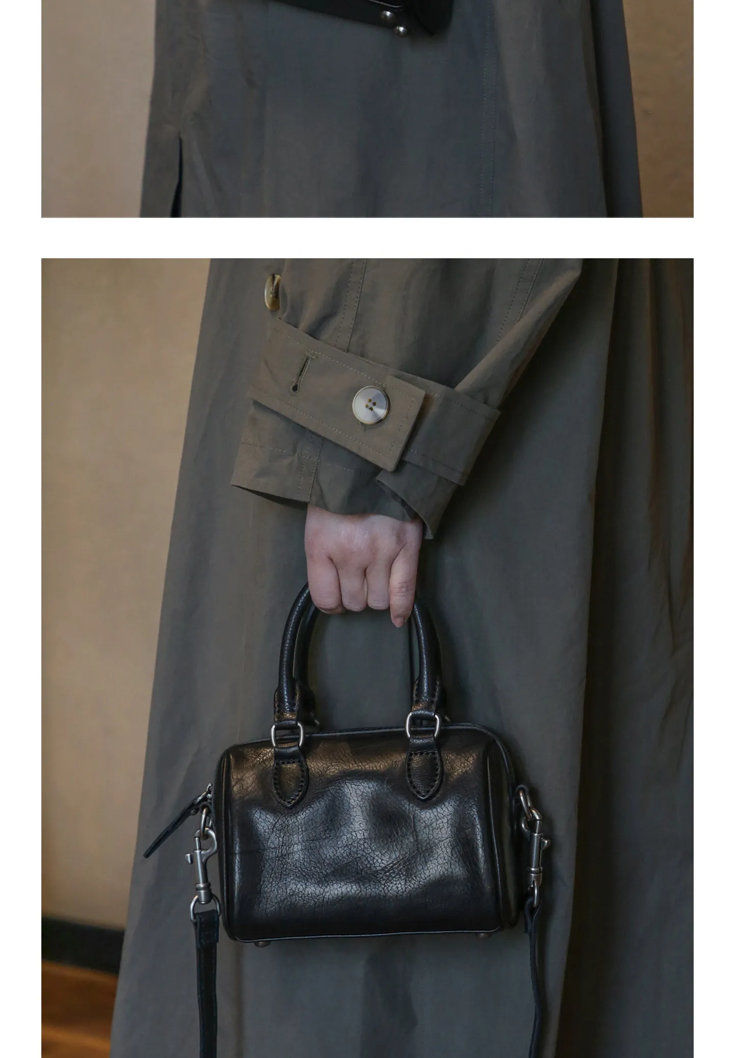 PNDME schlichte Vintage-Handtasche aus hochwertigem Rindsleder für Damen, lässige Party-Luxus-Umhängetasche aus echtem Leder. – Detail 14