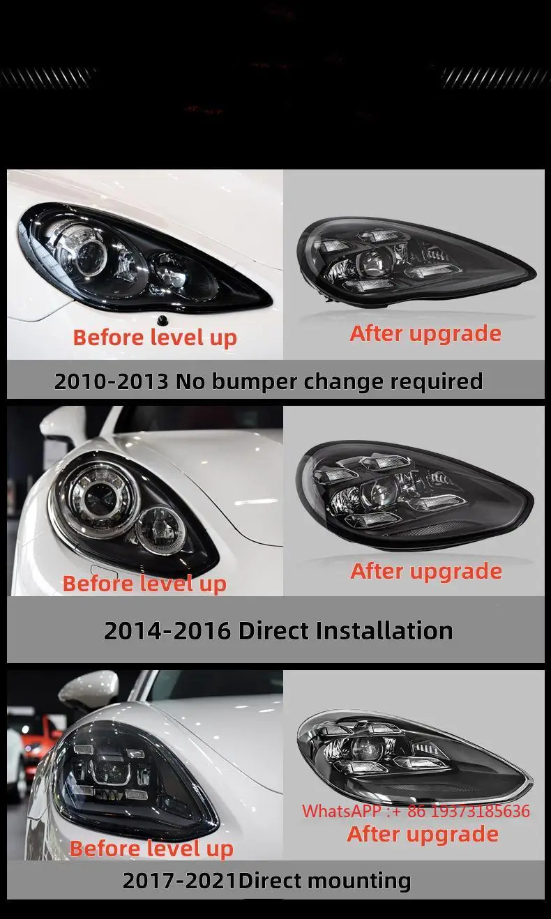 For for Porsche Panamera 970.1 970.2 2010-2016 Model New Plug Play LED Matrix Headlight Assembly Upgrade From Original Headlight